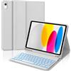IVEOPPE Tastiera per iPad A16 11 Generazione 11 2025/10 Generazione 2022 10.9 | Cover Keyboard Bluetooth Staccabile con 7 Colori Illuminato, Italiano QWERTY, Custodia Tastiera con Portapenna, Grigio