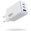 Pxwaxpy Caricatore USB C 130W, 3 Porte PD QC GaN III Alimentatore USB C, Caricatore Rapido USB C 65W Caricatore USB da Muro Compatibile con MacBook Pro/Air, Dell XPS, iPhone 16/15, iPad Pro, Galaxy ecc-Bianco