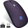 HZD Mouse Wireless Ricaricabile, Mouse Bluetooth 2,4GHz Con Mini Ricevitore USB | 1600 DPI Mouse Senza Fili, Mouse Silenzioso, Mauser Wireless Compatibile con Apple, Mac, PC, Laptop, Windows