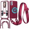 GoodcAcy Cover Magnetica Silicone per Samsung Galaxy A72 5G con Cordino,Rosso | custodia Compatibile con MagSafe,Custodia con Laccio Collana Tracolla Collo Sottile TPU Antiurto Protettiva Case con Corda