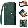 Jeelar ESONG Cover per Google Pixel 10/10 Pro/9/9 Pro,Custodia Portafoglio a Libro in Pelle PU,Antiurto Protezione Flip Wallet Case con Staffa,Slot per Schede,Magneticachiusa,Cerniera,Cordino-verde
