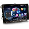 Erisin 9 pollici 8-Core 4GB+64GB Android 14 Autoradio Bluetooth GPS Navigatore per VW Passat Golf 5 Golf 6 Touran Tiguan Jetta Polo T5 Seat Wireless CarPlay DSP Android Auto DAB+ WiFi USB RDS FM OPS