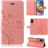 betterfon Custodia compatibile con Samsung Galaxy A51 | Custodia a portafoglio con scomparti per carte di credito, compatibile con Galaxy A51 | chiusura magnetica | oro rosa
