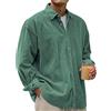 PADOLA Camicia Uomo in Velluto a Coste Ampia Maniche Lunghe con Bottoni Collo a Revers Stile Casual Elegante Versatile per Ufficio e Tempo Libero Primavera e l'autunno