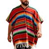 Generisch Costume messicano, poncho Alechandro, poncho colorato messicano, per feste, carnevale, con frange, mantello per uomo e donna, carnevale, costume da Cinco de Mayo
