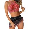 Generico Costume Donna Due Pezzi Costumi da Bagno Donna A Vita Alta Multicolori Due Costume da Bagno Sexy Pezzi Push Up Sexy Imbottito Reggiseno Bikini Cross Sportivo Classico Swimsuit