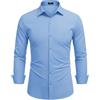 COOFANDY Camicia da uomo a maniche lunghe, elasticizzata, vestibilità regolare, tinta unita, facile da stirare, per il lavoro e il tempo libero