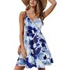 STYLEWORD Abito da Donna con Scollo a V Senza Maniche Abito Estivo Floreale con Spalline Regolabili Abito Longuette Scamiciato Abito da Spiaggia con Tasche