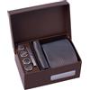 BRERA 67-5 Pezzi Cravatta Uomo elegante + Fazzoletto da taschino uomo + Gemelli + Copribottoni + Fermacravatta, Set uomo con confezione regalo