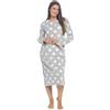 GM Apparel Camicia da notte invernale da donna a maniche lunghe, in morbido pile termico, con apertura a bottone e tasche a marsupio, elegante e confortevole