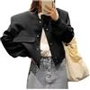 Shuanghao Giacca Corta da Donna College Felpa Baseball in Stile Retrò Classics Autunno-Inverno Casual Moda Unique Giacca a Vento Leggera Giubbotto Bomber da Donna con Polsini a Coste