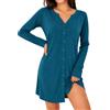 Marvmys Camicia da Notte Donna Maniche Lunghe con Bottoni Scollo a V | Morbido Stile Camicia Adatto all'allattamento e al travaglio