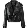 HAOLEI Giacca in Ecopelle Donna Nera PU Giubbotto Ecopelle Donna Corta Giacca Biker Giubbotto Moto Vera Pelle Bomber Manica Lunga con Cerniera Casual Corta Giubbotti, l'autunno e l'inverno