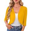 YGJIEGENG Bolero Donna Estate Corto Manica 3/4 Cardigan Aperto Anteriore Bolero Giacca Casual Elegante Leggera Giacca A Spalla S-2XL
