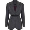Kocca - Giacca con Tasche e Cintura Donna, Fantasia, Collo a Revers,Colore: Fant.Grigio/Burgundy, Modello: A25PGC7676ABQD3458, Taglia: XS