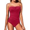 Holipick - Costume intero da donna senza spalline, a fascia, increspato
