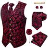 YourTies Gilet da uomo con cravatta, in seta, motivo cachemire, con tasca | Collo a scialle, vestibilità aderente, gilet, cravatta, fazzoletto, gemelli, fermacravatta, spilla da bavero