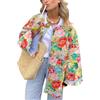 Suncadmious Donne Floreale Stampato Giacca Trapuntata Colorblock Leggero Imbottito Giacca Puffer Cappotto Outwear