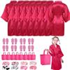 Dolltobe 8 accappatoi in raso kimono, con 8 fasce per capelli spa, 8 pantofole usa e getta in schiuma e 8 borse tote, 32 pezzi forniture per feste spa, bomboniere per pigiama party per i più piccoli