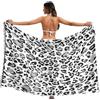 RPLIFE Sarong da spiaggia da donna con motivo leopardato, colore nero e grigio, con nappe, per l'estate in spiaggia/piscina, grande