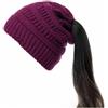 SHTGOI Berretto a coda di cavallo, in lana lavorato a maglia, morbido ed elastico, con trecce, foro per trecce, berretto a maglia grossa, cappello caldo per donne e ragazze con capelli lunghi