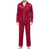 Generic Set pigiama da uomo a maniche lunghe pantaloni pigiama da uomo camicia lunga abbottonata con colletto liscio e confortevole top pantaloni ad alta elasticità allentato casual set di biancheria da notte