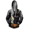 HuazomeeHZM Felpe con Cappuccio e Zip Integrale Stampate in 3D con Animali Vintage Giacca da Donna e da Uomo Felpa con Cappuccio a Maniche Lunghe con Tasche e Stampa Gatto e Coniglio