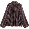 ZhuiKun Camicia da Donna con Fiocco sul Davanti Camicetta a Pois Maniche Lunghe Casual Elegante Blusa