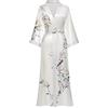 Moreone Kimono da donna in seta, accappatoi lunghi, pigiami femminili, vestaglia da sposa con stampa floreale, vestaglia da notte in raso, vestaglie da damigella d'onore., 4-bianco, One Size