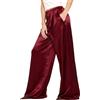 Anuedgis Pantaloni da donna in raso a gamba larga con coulisse elastica in vita pantaloni a palazzo per ufficio lavoro smart casual sera uscire