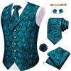 YourTies Gilet da uomo con cravatta, in seta, motivo cachemire, con tasca | Collo a scialle, vestibilità aderente, gilet, cravatta, fazzoletto, gemelli, fermacravatta, spilla da bavero