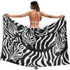 RPLIFE Sarong da nuoto con motivo zebrato bianco e nero, con frangia, da donna, grande sarong