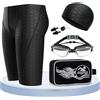 Vyloky Set da nuoto da uomo, 5 pezzi, costume da bagno + occhialini da nuoto + cuffia da nuoto + tappi per le orecchie + custodia | Triathlon