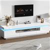 Merax Mobile TV con illuminazione a LED, supporto per TV fino a 75 pollici, credenza lucida con 2 armadi, 1 cassetto, scomparti aperti, panca TV per soggiorno, 175 cm, bianco