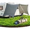 AVOFOREST Motore Tarp con pareti laterali con aste telescopiche, tenda parasole per roulotte, tettuccio parasole impermeabile, protezione solare e protezione UV 50+ e colonna d'acqua 5000 mm, per