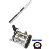 Generico Kit traina canna a 2 pezzi sunset frontera zxr 40 lbs + mulinello lineaeffe sea captain per Traina Trinetta e Big Game Mulinello per Pesca dalla Barca Drifting + omaggio filo asso 0.35