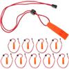 Amosfun 10 Pezzi Fischietto di Emergenza Outdoor, Rosso | Design Compatto e Leggero, Plastico Rosso, per Adulti e Campeggio e Navigazione