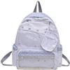 Generic ITA Zaino con Finestra Trasparente, Pois, Grande, bianco, 380*290*140 | Finestra trasparente in nylon, spalline imbottite, per amanti degli anime, leggero, 15 l, per amici, famiglia, regali
