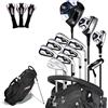 PGM Set completo di mazze da golf da uomo, 11 pezzi, 2 in legno (#1,3), 1 ibrido (#4H), 7 ferri (#5, 6, 7, 8, 9, PW, SW), 1 putter - sacca da golf con supporto, per destrorsi - ideale per principianti