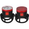 Vaguelly Set Luci per Bicicletta Ricaricabili USB, Fanale Posteriore ABS | Montaggio senza Attrezzi, Batteria al Litio Integrata 300mah, per Manubri 22-38mm e Percorsi Notturni