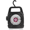 POPETPOP Ventilatore da Campeggio con Luce LED, Maniglia Ergonomica Nera | ABS Resistente, Regolazione per Aria e Illuminazione, per Tenda, Tavolo Picnic, Camper e Emergenze