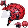 TOPLOOS Casco di Motocross per Bambini, Casco Moto per Bambini, Ragazzi e Ragazze, Bicicletta, Scooter, Sport all'aperto, Visiera Solare, Regalo, per 3-10 Anni, 48~52 cm, Web Luminoso,Rosso