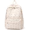 Monetais Zaino floreale carino Borsa giornaliera in nylon multitasche bianca | Zaino leggero in nylon con tasche multiple per l'uso quotidiano, la scuola, le gite e l'organizzazione casual