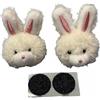 Fonowx 3x1 Coppia di Decorazioni per Casco, Abbellimenti per Casco, Testa di Coniglio in Peluche, Attacco Universale, Simpatici Ornamenti per Snowboard, 5 cm x 6,5 cm x 3 cm
