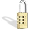 Kwikset Lucchetto a combinazione a 3 cifre ripristinabile in ottone, per interni ed esterni, corpo da 3,8 cm, grillo da 2,5 cm, 1 confezione, ottone
