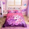 Homemissing Set Copripiumino Unicorno Rosa Carino 120X150cm | Coperta Trapuntata Cavallo Sognante per Bambini, Ragazzi e Adulti, Copripiumino Unicorno Floreale Brillante Stile Femminil
