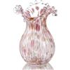 QFkris Vaso in vetro soffiato a mano, vaso di fiori di arte moderna con petali rosa, alto 22,1 cm, per soggiorno, sala da pranzo, centrotavola, decorazione per ufficio