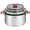 Tefal Optispace - Set di 3 pentole da 18/20/24 cm + 3 coperchi, adatte a induzione, Thermo-Fusion, marcature di misurazione, lavabili in lavastoviglie e forno, acciaio inox