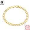 ORSA JEWELS Bracciale a catena cubana in oro 18 carati Argento sterling 925 5mm Bracciale fatto a mano moda italiana Gioielli per uomo Donna SB123