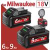 powtree 18V per Milwaukee M18 batteria M18B6 XC 6.0Ah li-ion 48-11-1860 48-11-1852 48-11-1850 48-11-1840 48-11-caricabatterie Cordless per utensili elettrici 18V